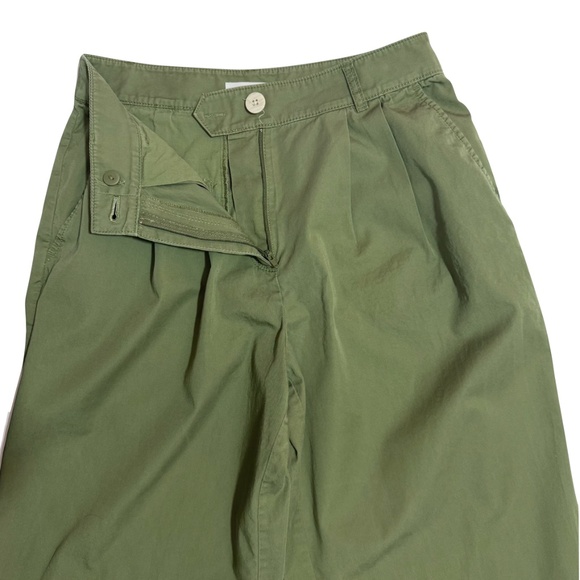 LOFT Wide Leg Pleated Green Pants Size 4P - Picture 6 of 12